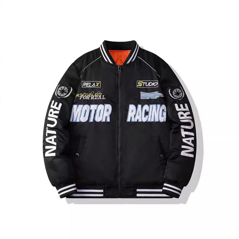 American Motorcycle Jacket Cotton Clothes Men's Autumn and Winter Thickened High Street Cotton Clothes Ruffian Handsome Racing Clothes