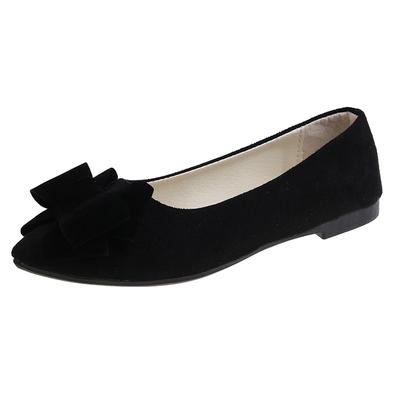 Fashion 2024 Korean Cusp Big Bow Size Flats Women Fashion Casaul Flock New Designer Shoes for Ladies Sold Color Female Loafers