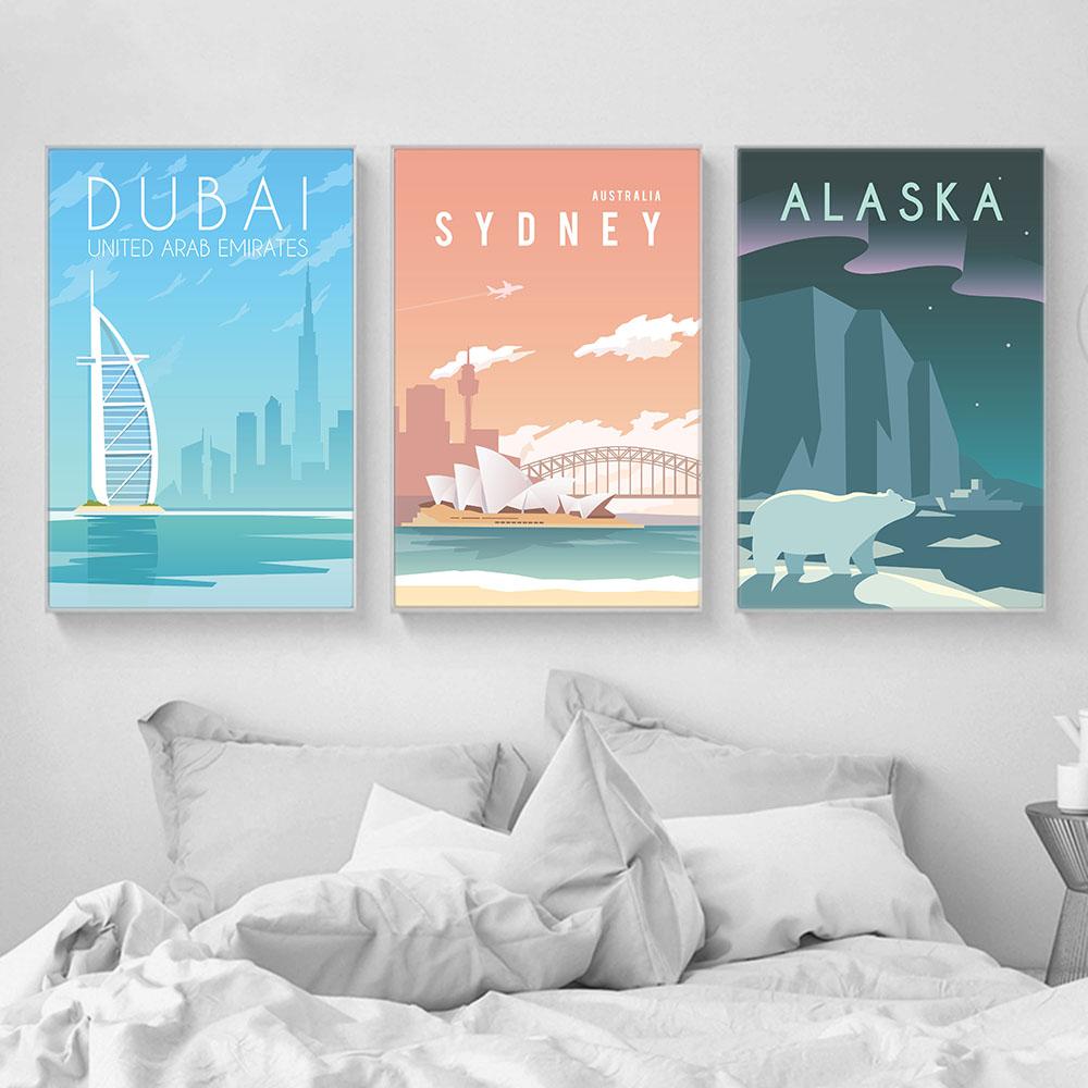 Hd Print Canvas Art Painting Spain Hanoi Holland China Bubai Sydney Vintage Travel Cities Landscape Posters Wall Art Picture