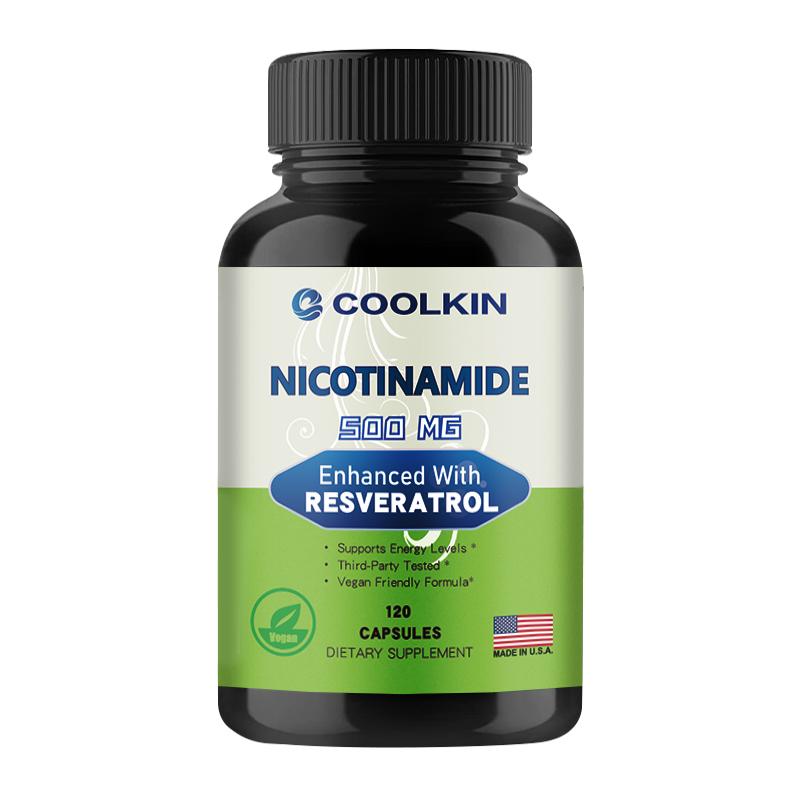 

Coolkin Niacinamide Capsules, containing resveratrol extract, 500 mg per serving, 120 capsules, suitable for both men and women. 120