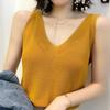 Summer Women's Outer Wear Sleeveless Ice Silk Camisole Knitted Sweater Loose V-neck Short Bottoming Shirt Top