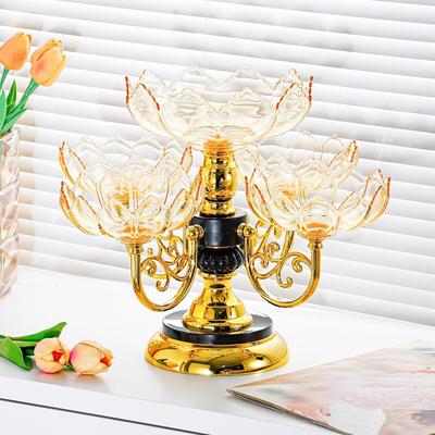 New PET Fruit Bowl Rotating with 5 Bowl Fruit Tray European Style Multi Layered Snack Dessert Plate Wedding