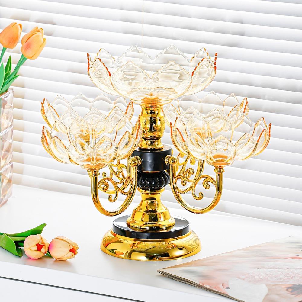New PET Fruit Bowl Rotating with 5 Bowl Fruit Tray European Style Multi Layered Snack Dessert Plate Wedding