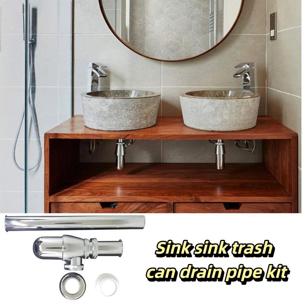 Adjustable Height Siphon Drainer Plumbing Tube Without Overflow Sink Waste Trap Drain Kit  Bathroom