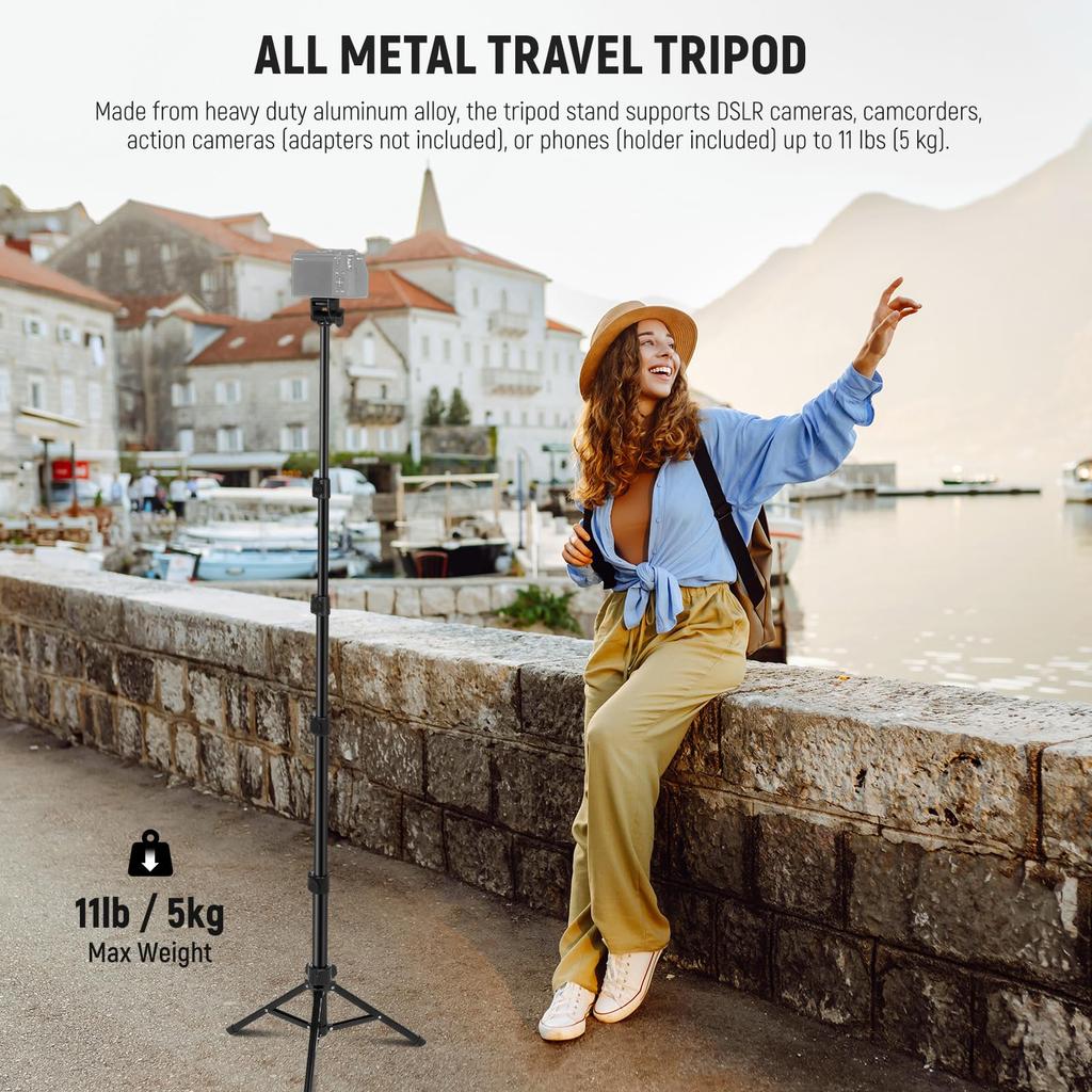 NEEWER BASICS Smartphone Tripod Camera Tripod 167cm Metal Portable with Remote Control Smartphone Holder Smartphone Holder Mount for Video TS03 &