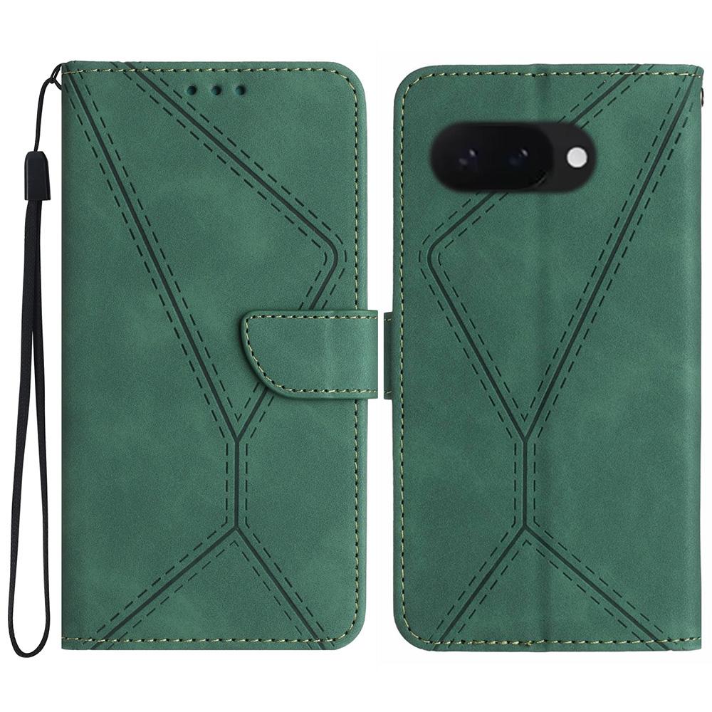HT05 For Google Pixel 9a Case Skin-Touch Lines PU Leather Flip Phone Cover