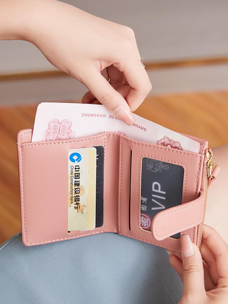 Classic Women's Luxury Card Clip Short Wallet Small Multi functionalPULeather Handbag Solid Color Double Fold Women's ZeroWallet