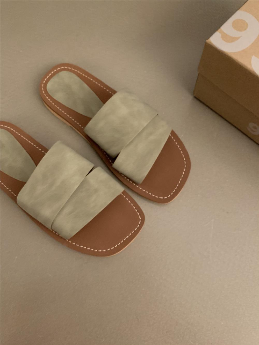 

Fashion ins flat-soled Roman slippers women s shoes outer wear summer seaside sandals beach shoes soft-soled one-word shoes 40