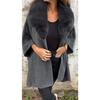 2025 New Women's Autumn Winter Loose Long Sleeve Lapel Faux Fur Collar Cloak Coat Outerwear