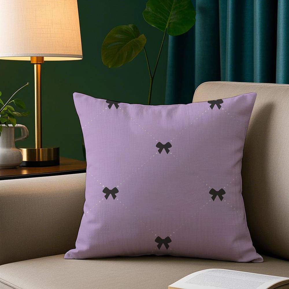 Purple Bow Pillow Case Short Plush Print Cushion Cover Square Throw Pillow Covers Sofa Home Decor
