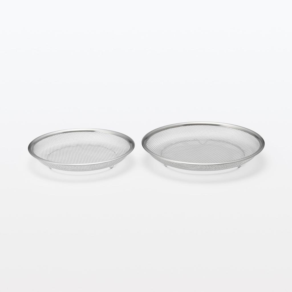 MUJI Stainless Steel Flat Diameter x Height cm 12828907 Colander, Large, Approx. 22.5 3.5
