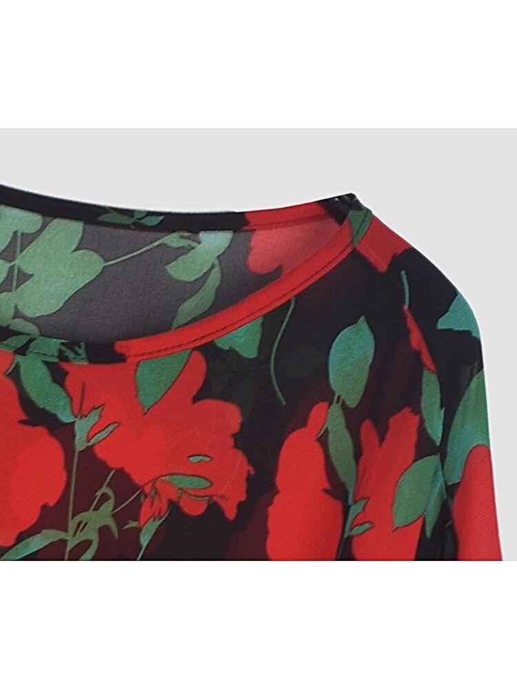 Xitao Loose Fashion Women Chiffon Print Shirt Top GJ0024