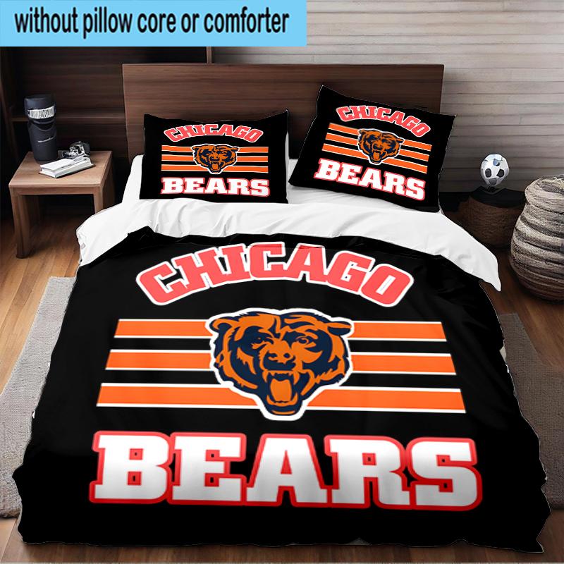 Set Biancheria da Letto 3 Pezzi Chicago Bears Stampa 2D (Include 1 Copripiumino + 2 Federe Senza Imbottitura), Decorazione camera da letto, Regalo ventilatore