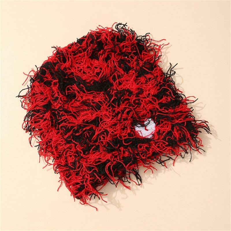Knitted Beanie Hat for Students Adult Windproof Foldable Winter Hat Handmade Embroidery Heart Keep Warm Cycling Hat