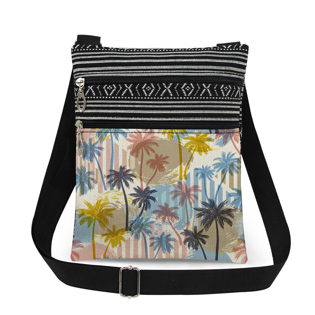 1 Stück Stofftasche mit Pflanzenmuster Damen Umhängetasche Posttasche 6918