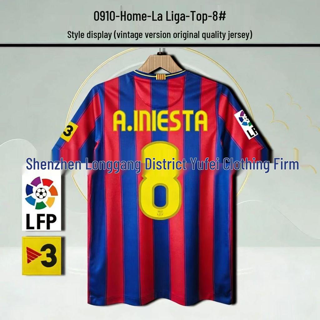 Barcelona Retro Trikot: Nein. 10 Messi, Nein. 9 Ronaldo, Nein. 10 Ronaldinho Gedenkausgabe