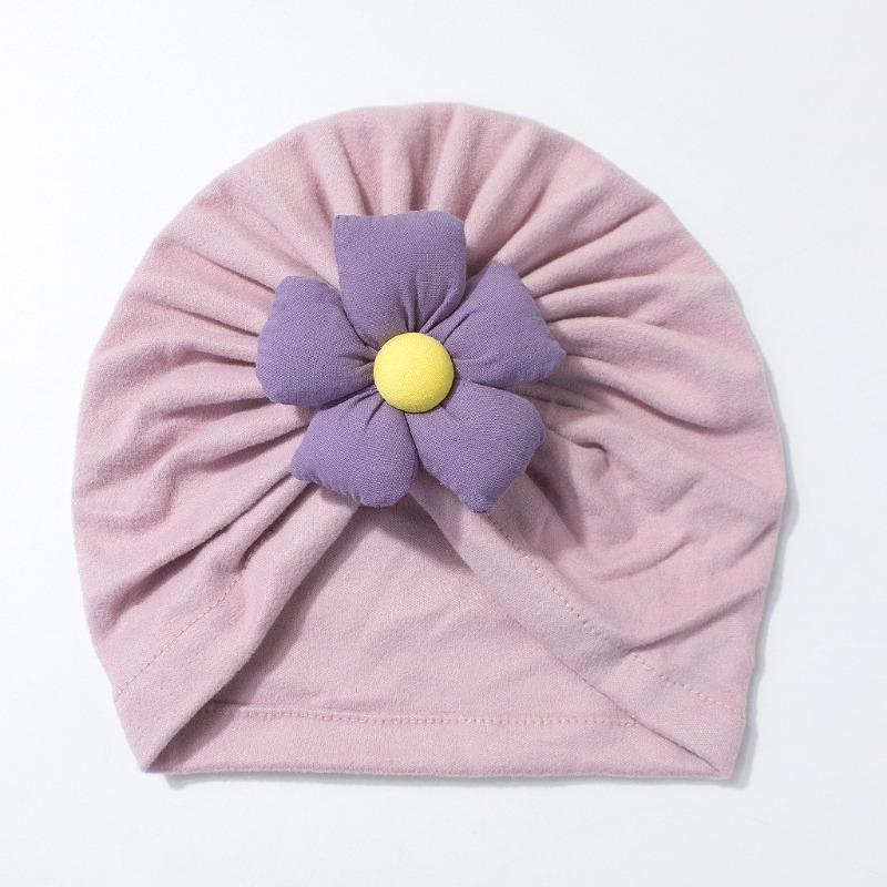New children's hats, cute five-petaled flower baby pullover hats, soft and comfortable baby caps