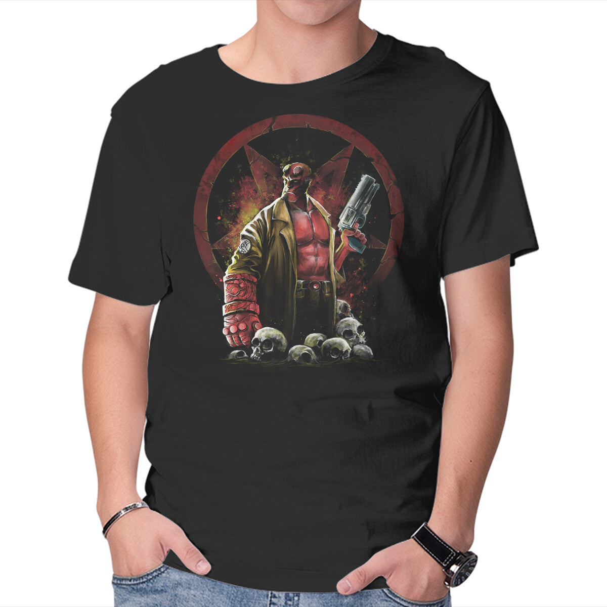 Unisex Crew Neck T-Shirt Painting Of The Half-Demon Graphic Short Sleeve Casual Tee XXXXL