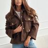Autumn Winter Turn Down Collar Plus Size Women's Jacket Long Sleeve Fashion Casual Woolen Coats Women Elegant Vintage Solid Loose Short Jackets 24999