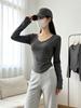 "2024 Chic Slim V-Neck Long-Sleeve Women's Top - Autumn Style for Hot Girl & Student"