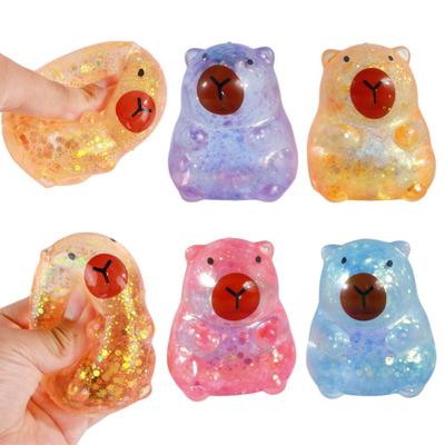 1/4 Pièces Capybara Sucre Balle Anti-Stress Soulagement de l'Anxiété Capybara à Paillettes Jouet à Presser Extensible Lent