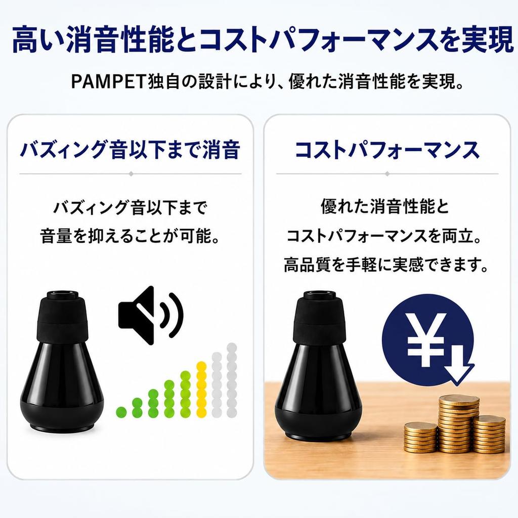 PAMPET Trombone Mute, Lightweight Practice Mute, Silent Practice, Black