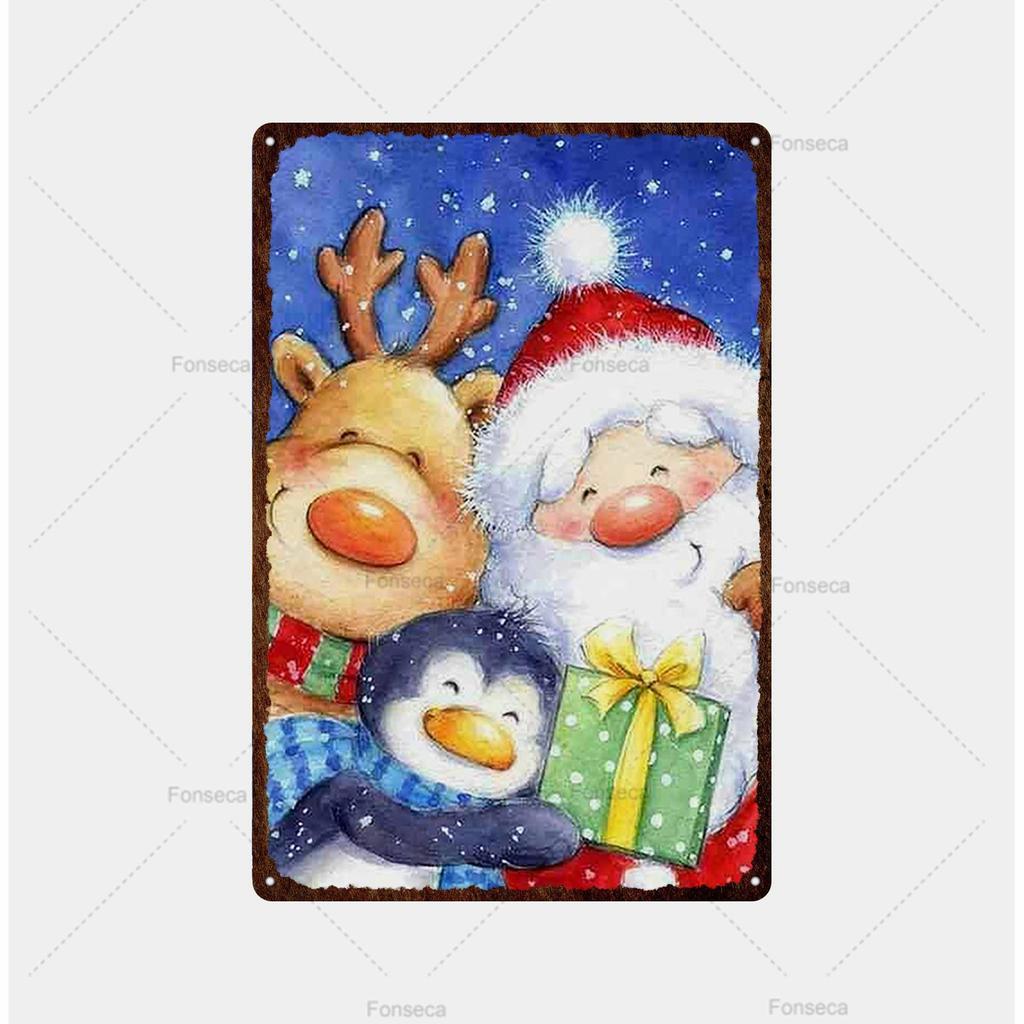 Santa Claus Snow View Metal Sign Vintage Tin Sign Metal Vintage Bar Vintage Wall Decoration Bar Club Metal Poster