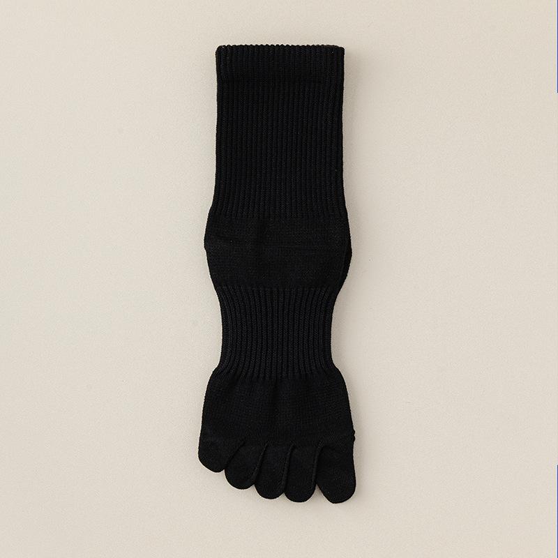 Female Spring and Autumn Leisure All Match Pure Color 10A Antibacterial Deodorant Perspiration Long Five Finger Socks