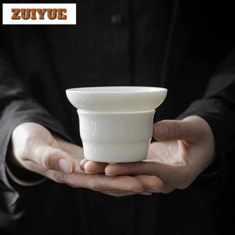 Handmade Mutton-fat Jade Tea Infuser Household Filter Tea Strainer Creative Tea Infusor Tea Brewing Chinese Tea Set Ornaments