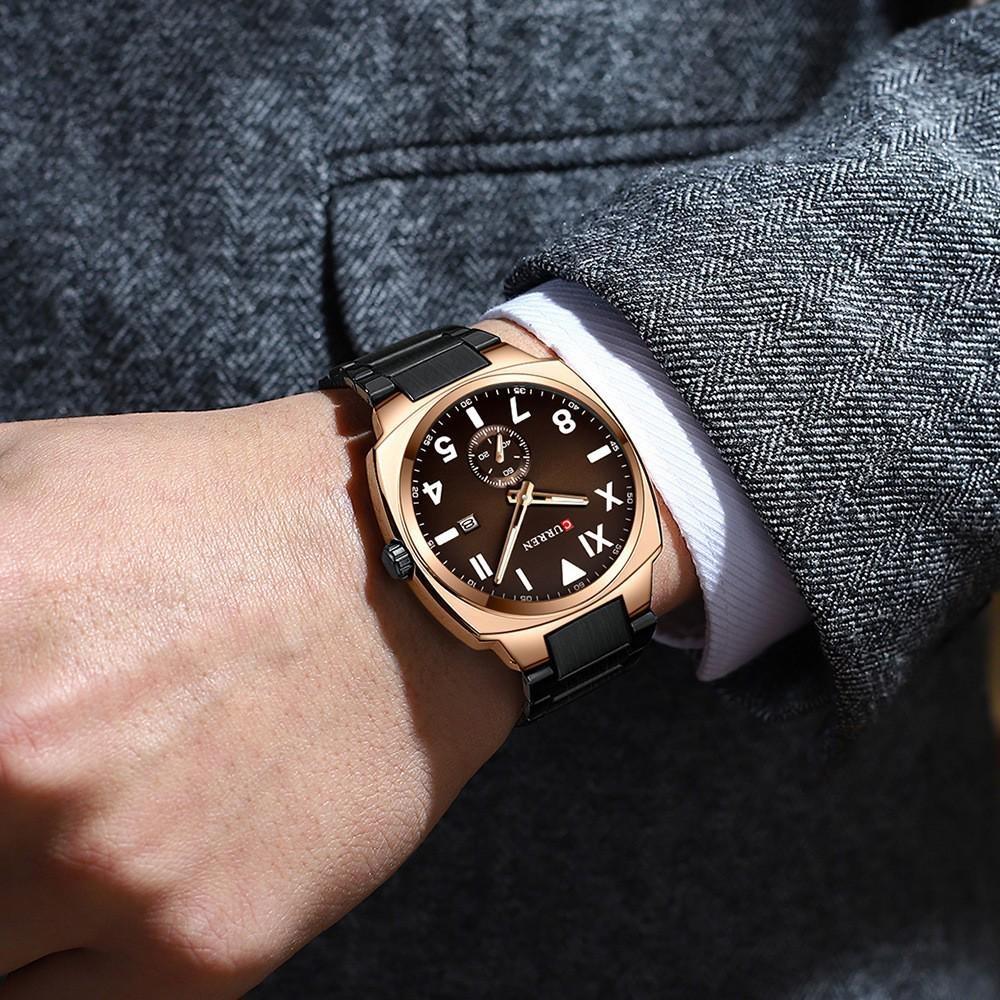 CURREN Fashion Men's Quartz Watch Independent Seconds Dial and Date-Day Stainless Steel Waterproof Luminous Wristwatches