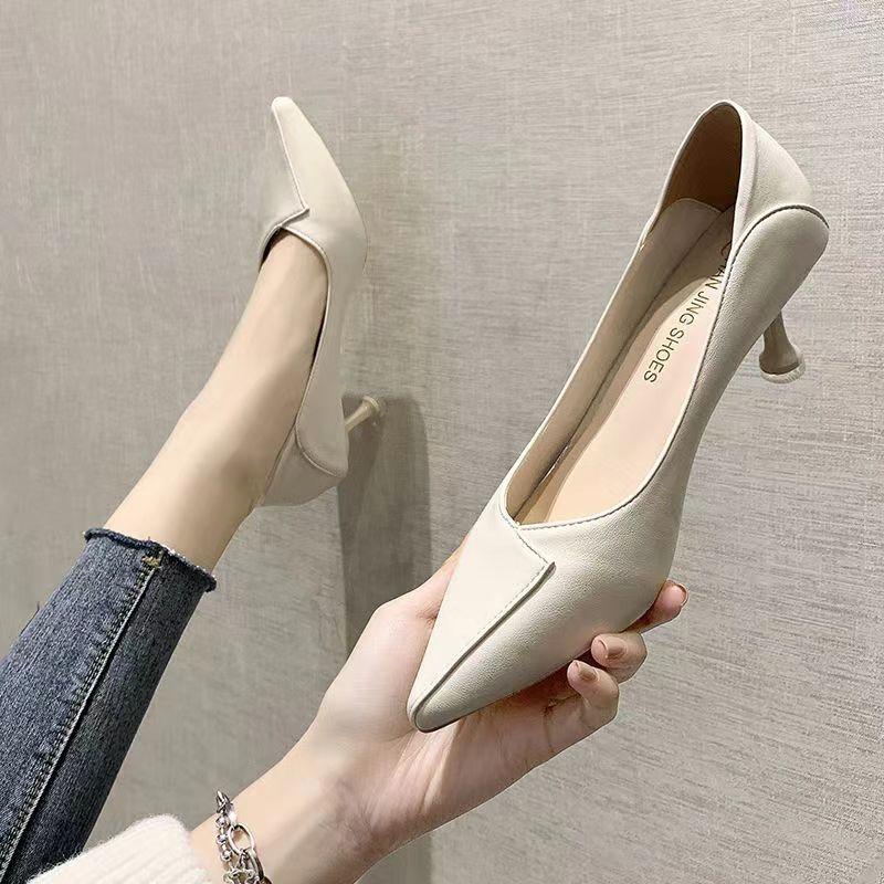 women fashion sweet beige spring slip on stiletto heel shoes lady casual comfort summer spike heel pumps sapatos ab626