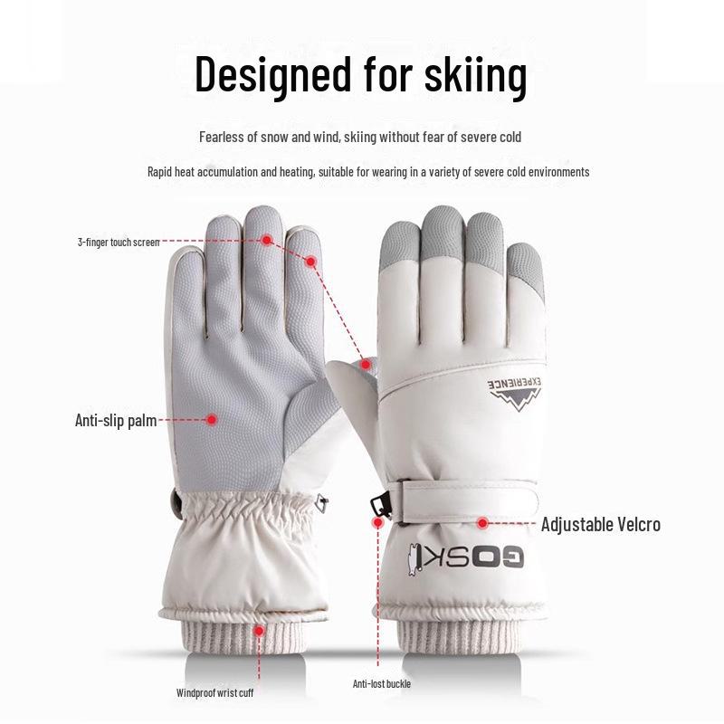 Men's & Women's Waterproof Touchscreen Ski Gloves - Warm, Cold-Proof, Fleece-Lined for Snow & Riding.