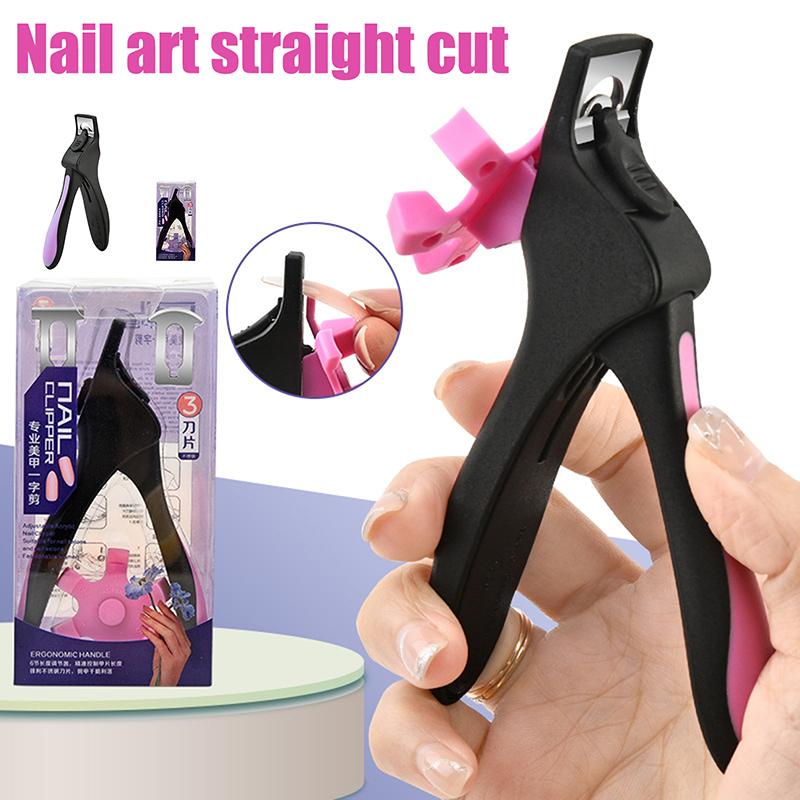 U-Shaped French False Nail Scissors Nail Clipper Adjustable Nail Tip Cutter Trimmer Manicure With Sizer Precise Cutting