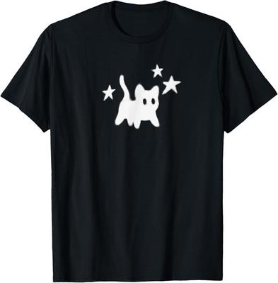 Y2K Années 90 Chat Tomcat Effrayant a Peur sous Ciel Étoilé Hommes Femmes Filles T-Shirt