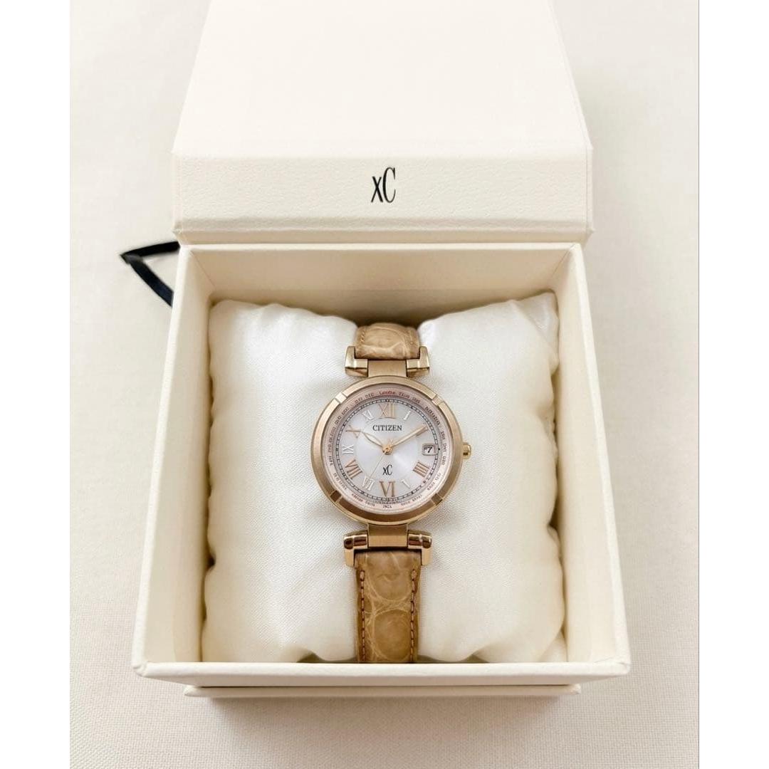 Used Very good condition EC1115 08A Cross Sea Radio Solar Citizen Watch Gold