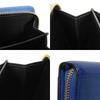 Used 12695 Linen Zip Compact Wallet 7942 Textured Calfskin Zip Around Anagram Embossing Blue Unisex from Japan AUTHENTIC