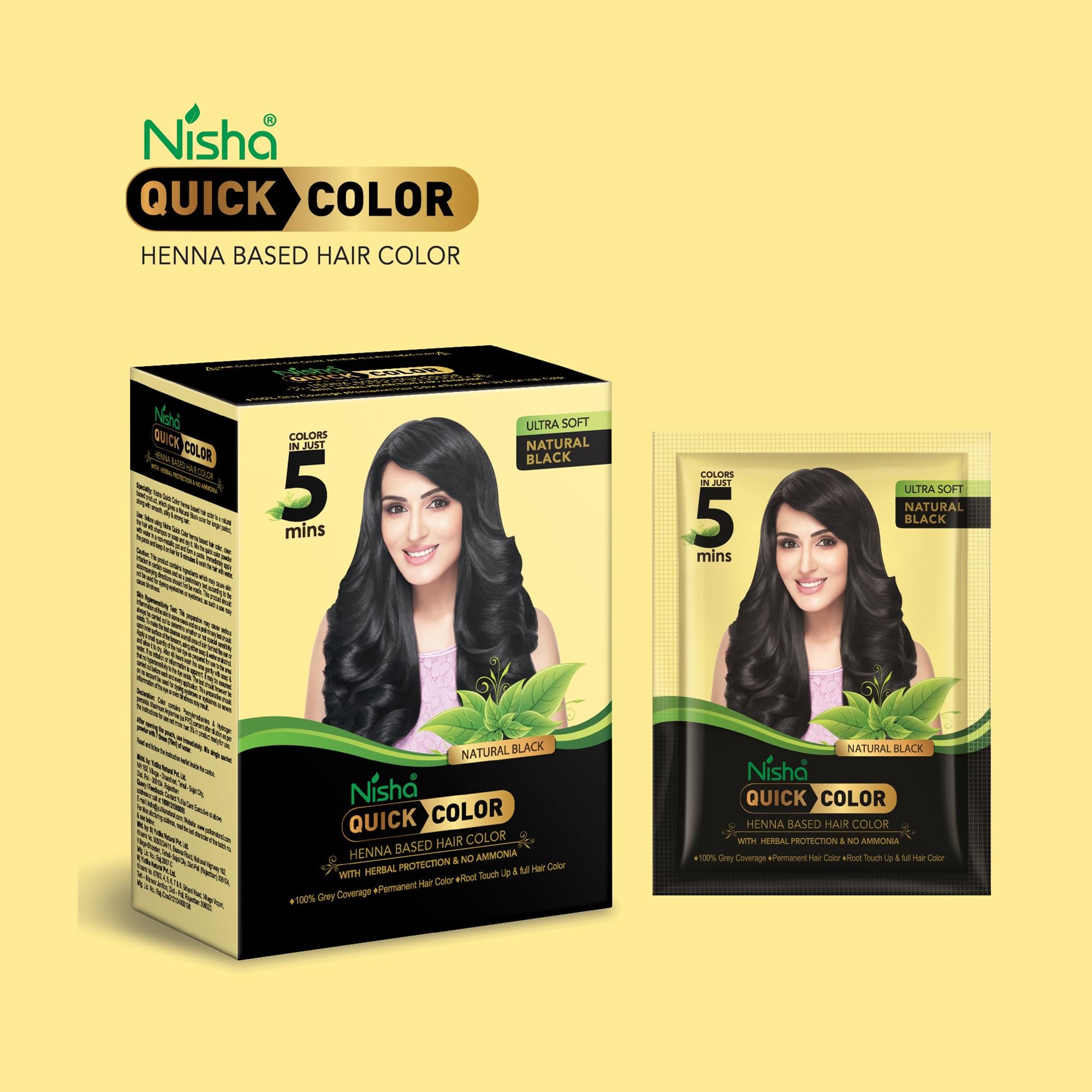 Nisha Black Hair Color Dye Henna Based Natural Black Hair Color Dye For Men Women 10 Minutes Quick Color 100% Hair Coverage Natural Black Color Hair
