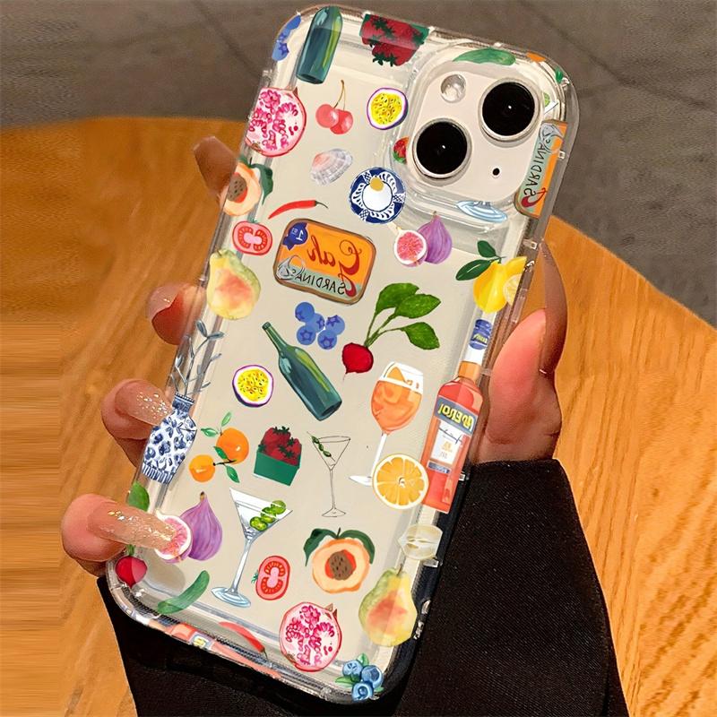 Phone Case for  Redmi Note 12 11 13 Pro Plus 5G 11s 10s 10 Pro 9 12c 13c 4G Transparent Fruit Juice Shock-Absorbing Cover