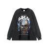 Mens Oversized Loose Fit Cotton Tee - Dark Aesthetic Streetwear Vintage Washed Print Round Neck Drop Shoulder Sleeve