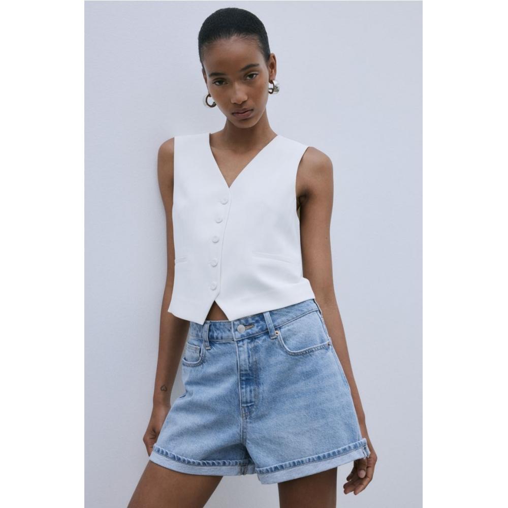 

Джинсовые шорты HM с высокой талией Светло-голубые