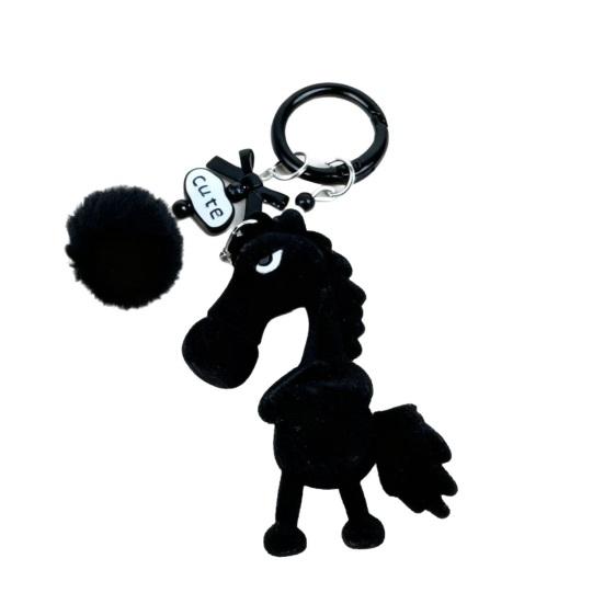 

Keychain Plush Horse Charm Key Chain with Fur Ball Decoration Year of