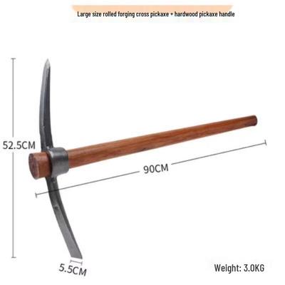 Heavy-Duty Pickaxe with Wooden Handle