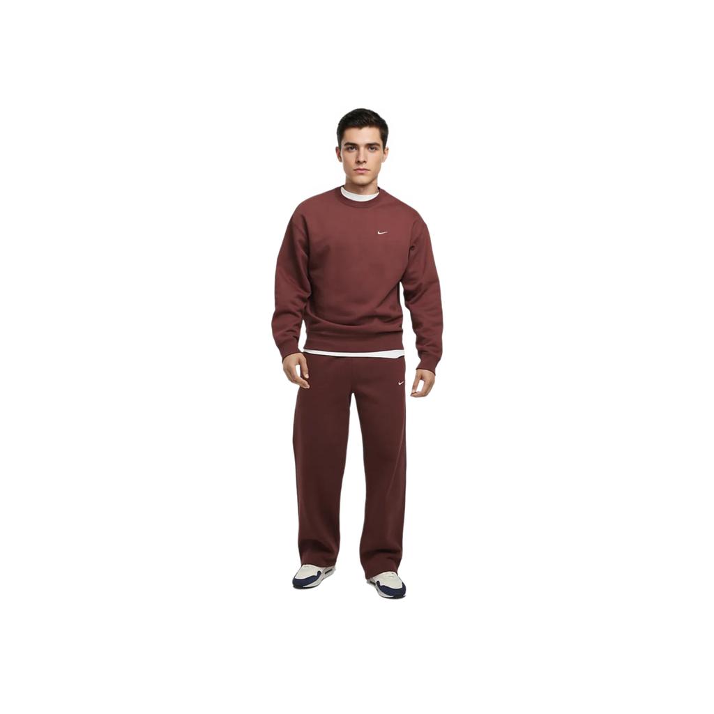 Nike Solo Swoosh Round Neck Comfortable Casual Fleece Long Sleeve Sweatshirt Men Sweatshirt Brown White DX1361-231