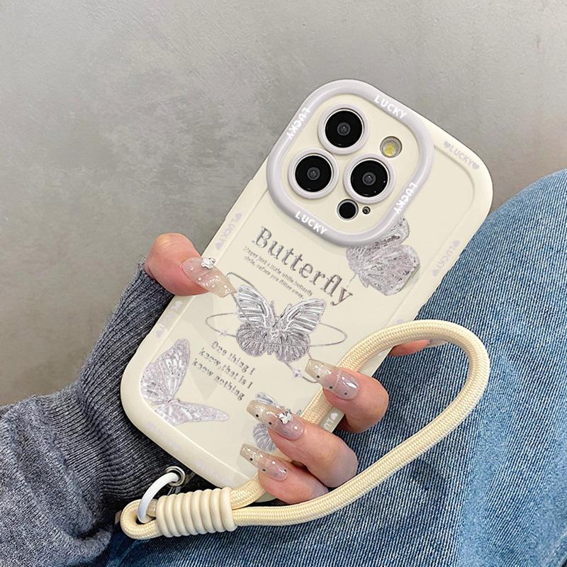 Premium Butterfly Suitable for Apple 17promax Mobile Phone Case Iphone15pro with Lanyard 14 Women's Model 13 Original