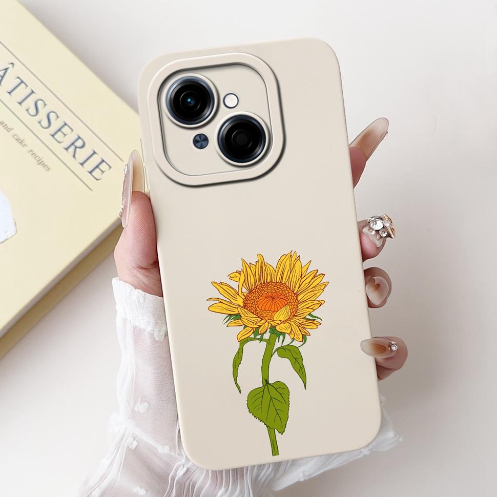 For Tecno Spark Go 1 Case Stylish Sunflower Butterfly Soft Silicone Phone Case For Tecno SparkGo 1 GO1 6.67" Cover Bumper