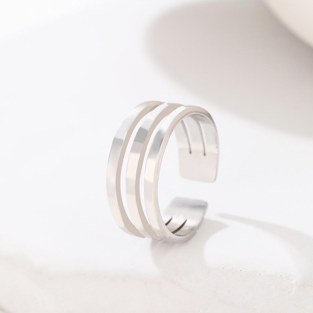European & American Fashion Adjustable Stainless Steel Ring for Women - Versatile Ins Xiaohongshu Style