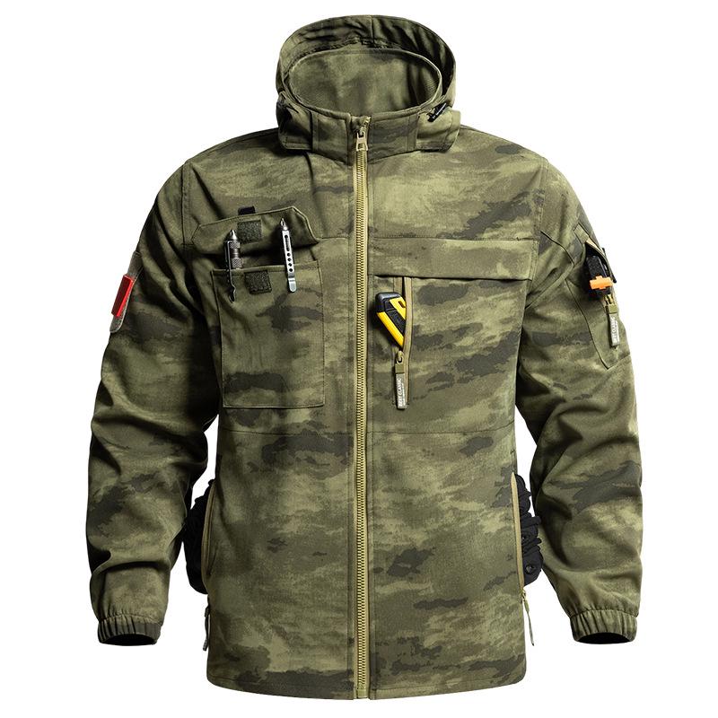 Unisex Wear-Resistant Camouflage Workwear Set for Spring & Autumn - Breathable, Thickened, Outdoor Tactical & Mountaineering Clothing.