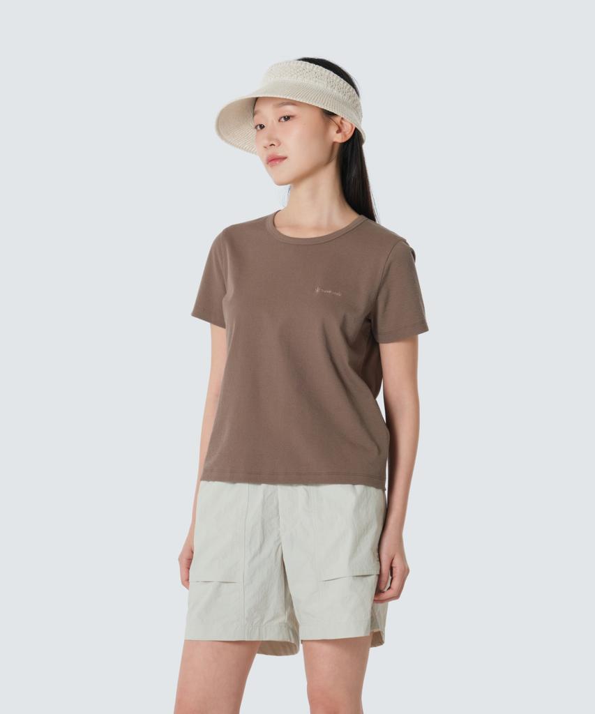 SNOWPEAK APPAREL Ribbed Women'S Short Sleeve T-Shirt (S26Mwfts39) Brown