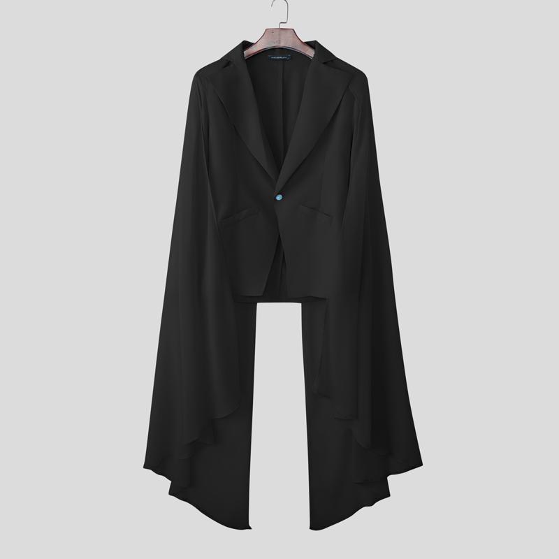 

INCERUN Oversized Men Lapel Long Sleeve One Button Shawl Thin Blazer Casual Coats S чёрный