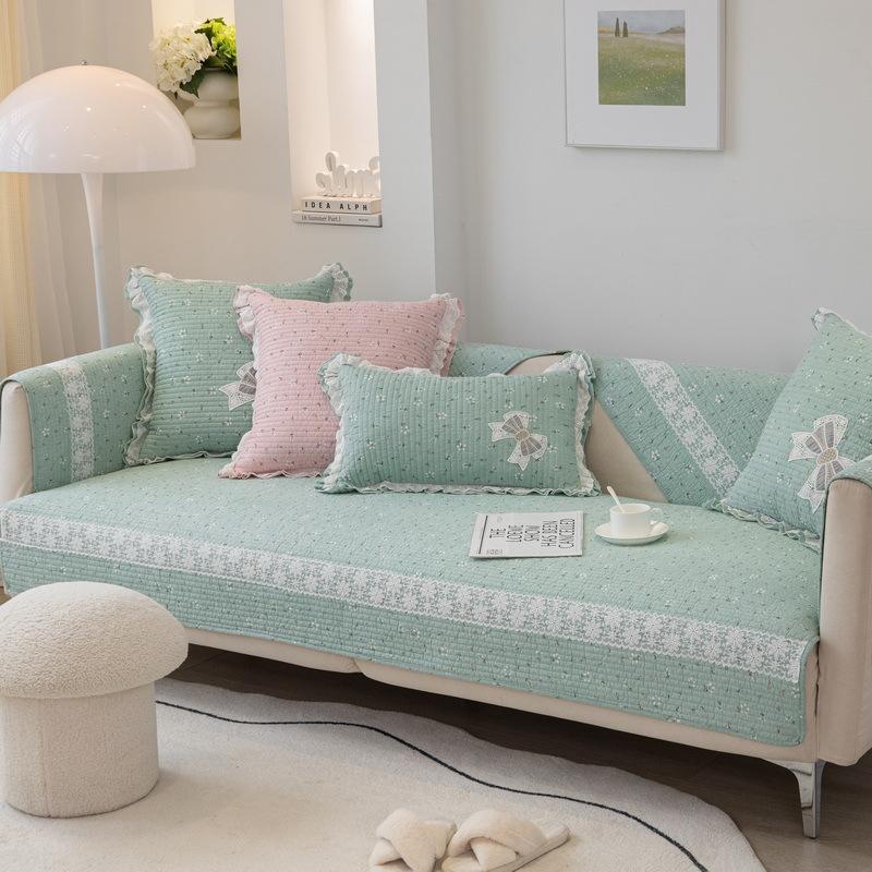 

Four Seasons Cotton Non-Slip Sofa Cushion Pure Cotton Small Fresh Floral Seat Cushion Universal Leather Sofa Towel Cover Cloth Towel 70*70cm